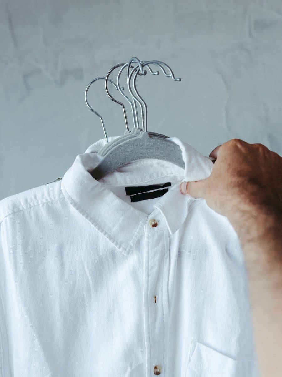 Garment photo: white shirt on a hanger